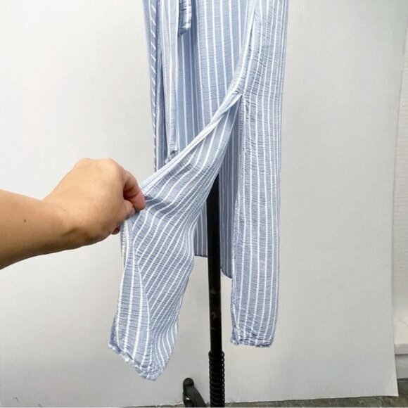 ZARA MIDI V NECK SHIRT DRESS STRIPED BLUE WHITE 7784/072 XSMALL - Picture 6 of 12